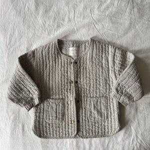 Cozy Striped Kids Jacket in Gray
